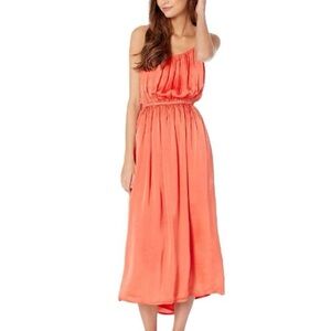 Frye x Anthropologie Silky Maxi Dress Coral Orange Pink Size Medium